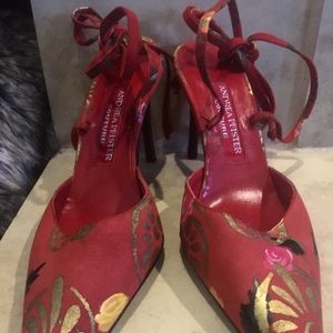 Andrea Pfister Couture Flower Printed Heels